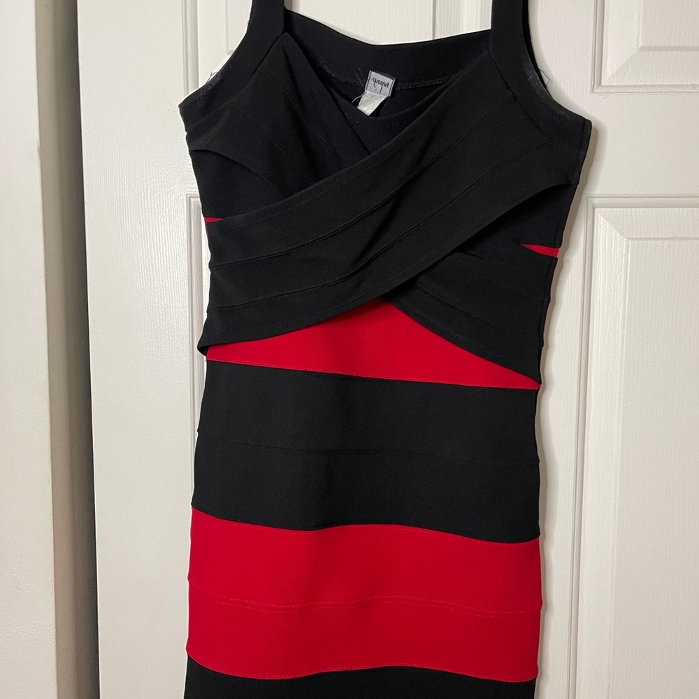 Black and red mini dress